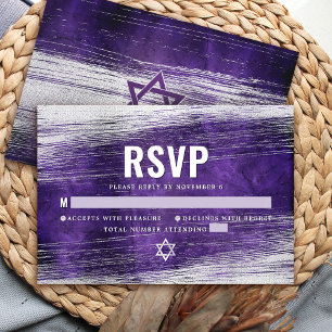 Lila Bar Mitzvah Modern Silverfolie Vattenfärg OSA Kort