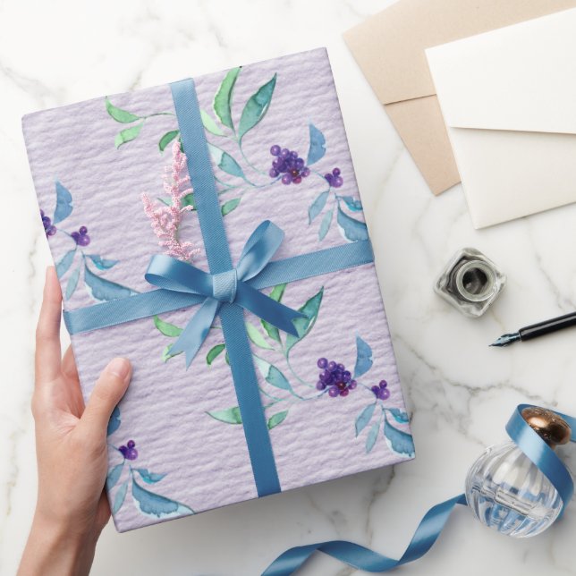 Lila bär på lavendel grovstrukturpapper presentpapper (Gifting)