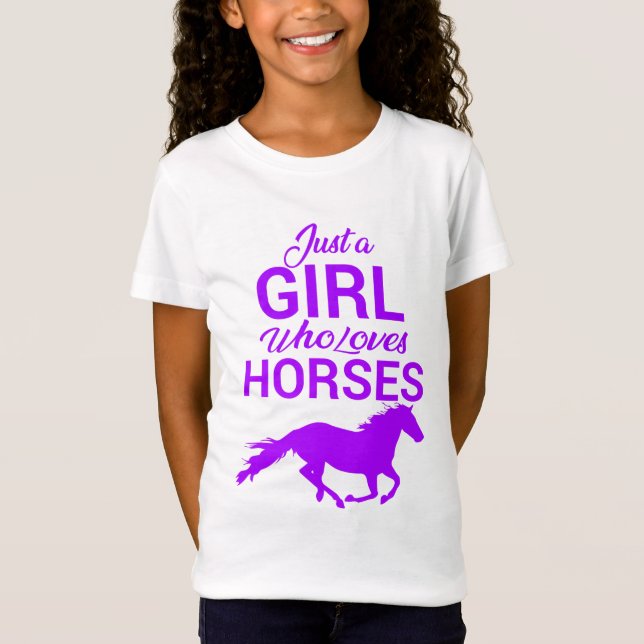 Lila Bara en flicka som Kärlek Horses T-Shirt (Framsida)