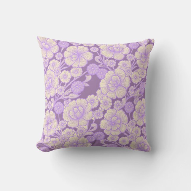 Lila 💜 Barock Floral Kudde (Framsida)
