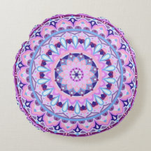 Lila Base Mandala Round Pillow