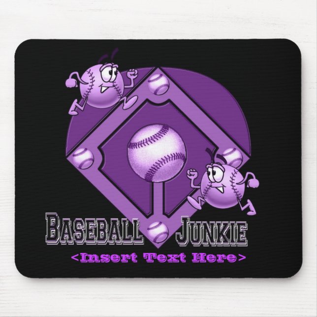 Lila Baseball Tecknad Mouse Pad Musmatta (Framsidan)