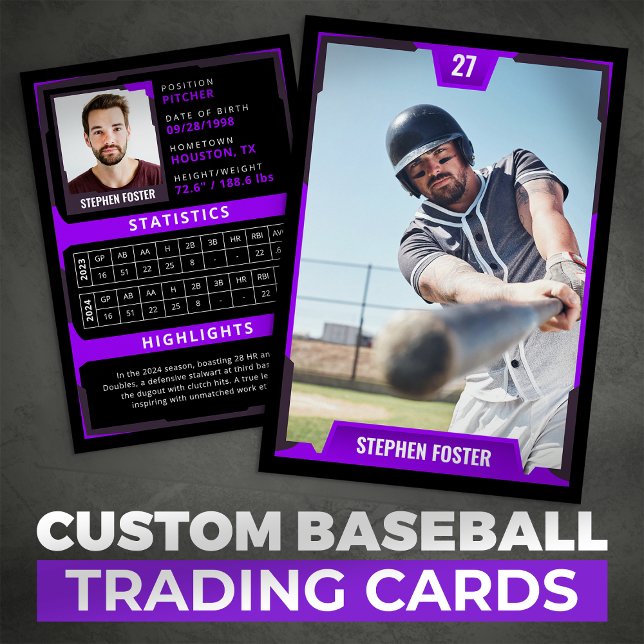 Lila Baseball Trading Card - spelarprofil (Skapare uppladdad)