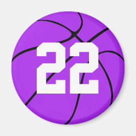 Lila Basketball Anpassningsbar Jersey Number Magne Magnet