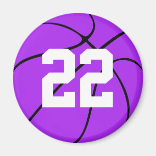 Lila Basketball Anpassningsbar Jersey Number Magne Magnet