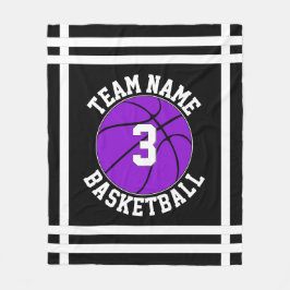 Lila Basketball Team Namn & Player Number Sports Fleecefilt