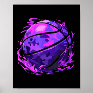 Lila basketkamouflage för män kvinnor barn Yo Poster