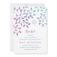 Lila + Bat mitzvah inbjudningar till Teal Livets t