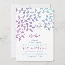 Lila + Bat mitzvah inbjudningar till Teal Livets t