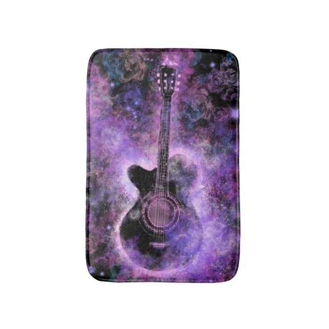 Lila Bath Mat med Guitar Musical Modern Design Badrumsmatta (Framsidan (Vertikal))