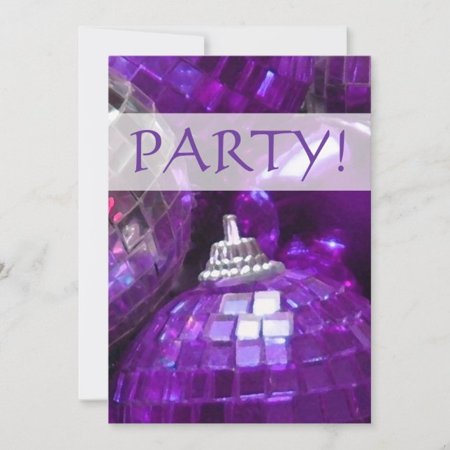 Lila Baubles 'Party!' inbjudan! Inbjudningar (Framsida)