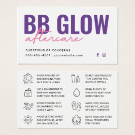 Lila BB Glow After Care Instruction Card Visitkort