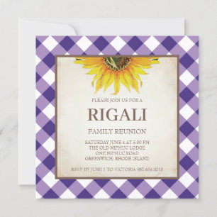 Lila BBQ-inbjudan Gingham Skriv ut Inbjudningar