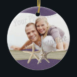 Lila Beach Starfish Photo Julgransprydnad Keramik<br><div class="desc">Söt lilas prydnadsföremål för semesterminnen,  bröllopsgåvor eller tillfälle. Lägg till ett eget favoritfoto och ändra texten på baksidan efter behov.</div>