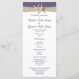 Lila Beach Wedding Program för skarpsill