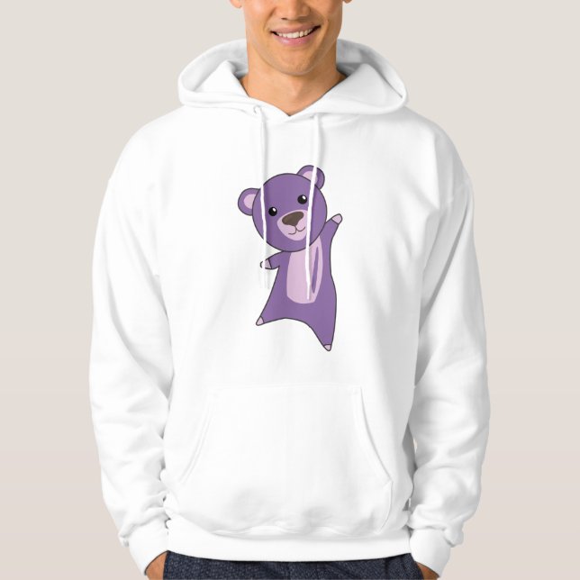 Lila Bear Colorful Bears Cute Animals Hoodie (Framsida)