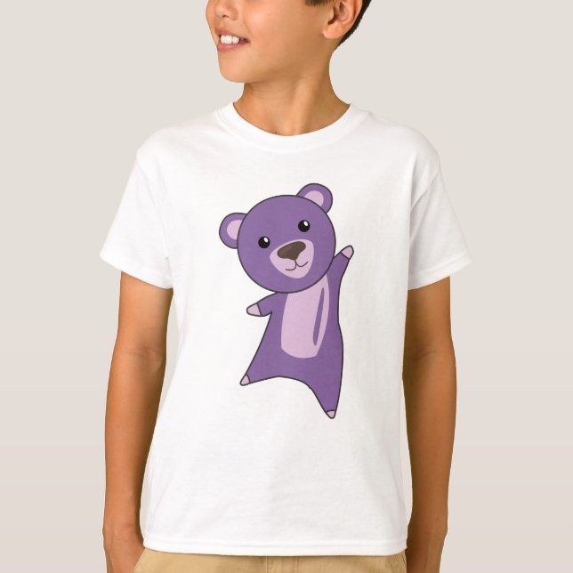 Lila Bear Colorful Bears Cute Animals T Shirt (Framsida)