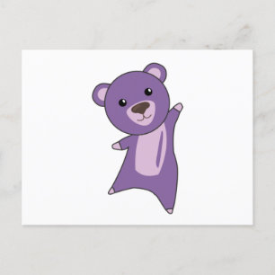 Lila Bear Colorful Bears Cute Animals Vykort