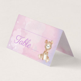 Lila Bear Girl's Baby Shower Bordsnummer Kort