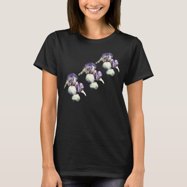 Lila Bearded Iris Flowers T Shirt (Framsida)