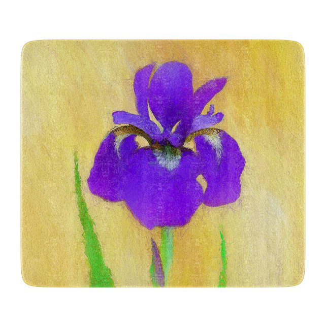 Lila Bearded Iris Painting - Cute Original Hund A (Framsidan)