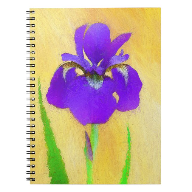Lila Bearded Iris Painting - Cute Original Hund A Anteckningsbok (Framsidan)