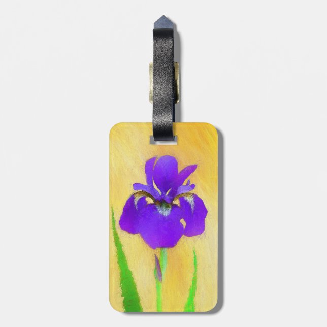 Lila Bearded Iris Painting - Cute Original Hund A Bagagebricka (Baksidan Lodrät)