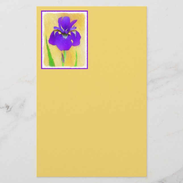 Lila Bearded Iris Painting - Cute Original Hund A Brevpapper (Framsida)