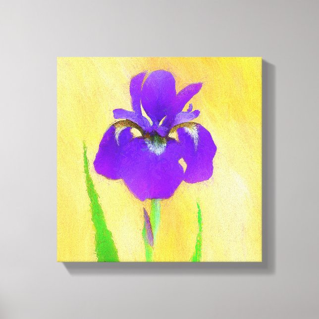 Lila Bearded Iris Painting - Cute Original Hund A Canvastryck (Framsida)