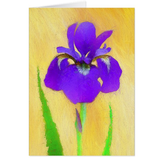 Lila Bearded Iris Painting - Cute Original Hund A Hälsningskort (Framsidan)