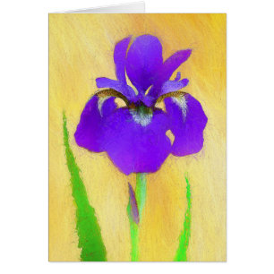 Lila Bearded Iris Painting - Cute Original Hund A Hälsningskort