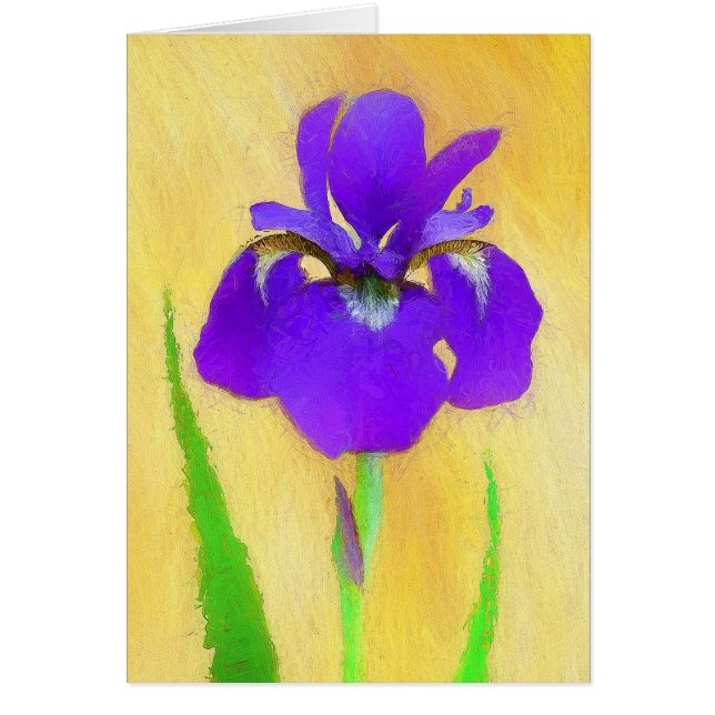Lila Bearded Iris Painting - Cute Original Hund A Hälsningskort (Framsidan)