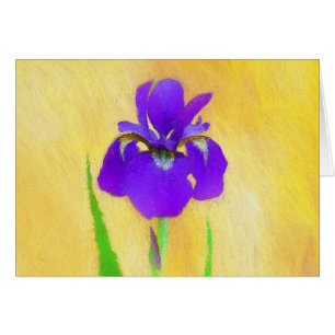 Lila Bearded Iris Painting - Cute Original Hund A Hälsningskort