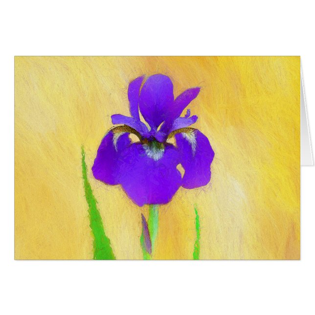 Lila Bearded Iris Painting - Cute Original Hund A Hälsningskort (Framsidan Horizontal)