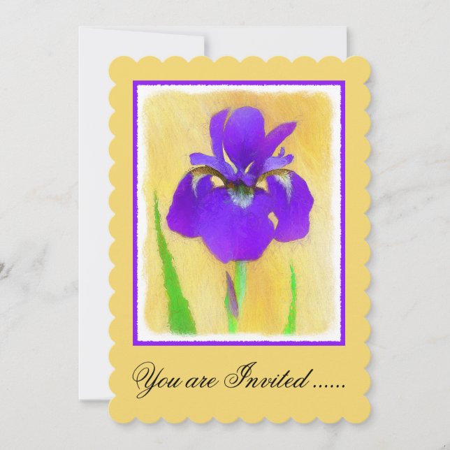 Lila Bearded Iris Painting - Cute Original Hund A Inbjudningar (Framsida)