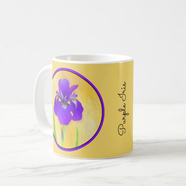 Lila Bearded Iris Painting - Cute Original Hund A Kaffemugg (Framsida vänster)
