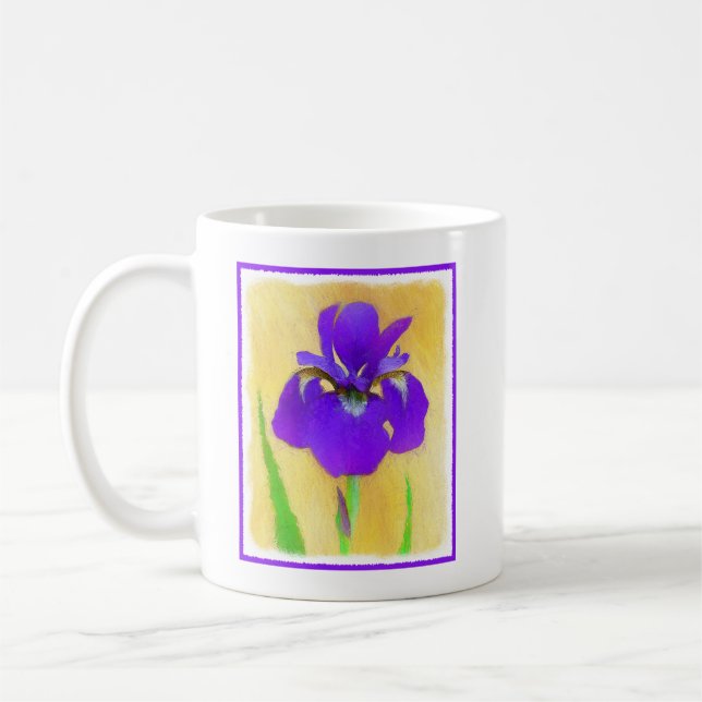 Lila Bearded Iris Painting - Cute Original Hund A Kaffemugg (Vänster)