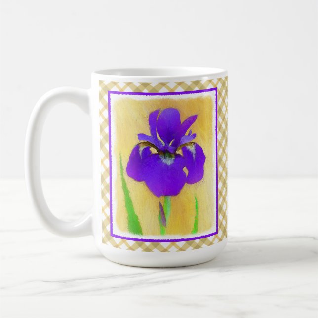 Lila Bearded Iris Painting - Cute Original Hund A Kaffemugg (Vänster)