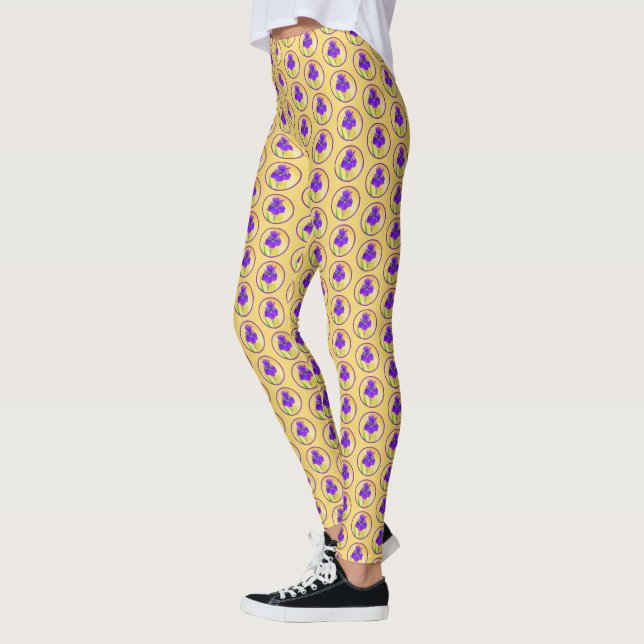 Lila Bearded Iris Painting - Cute Original Hund A Leggings (Vänster)