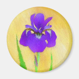 Lila Bearded Iris Painting - Cute Original Hund A Magnet