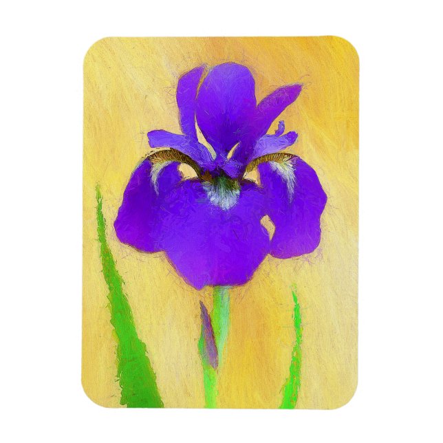 Lila Bearded Iris Painting - Cute Original Hund A Magnet (Vertikal)
