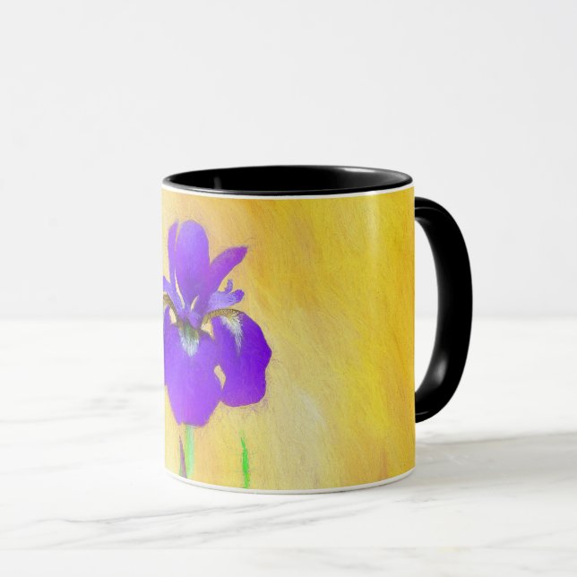 Lila Bearded Iris Painting - Cute Original Hund A Mugg (Framsida höger)