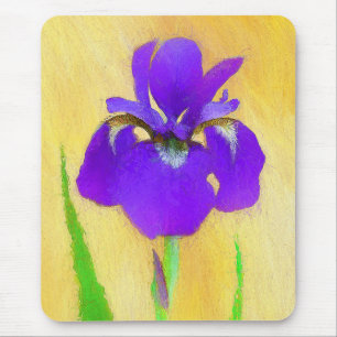 Lila Bearded Iris Painting - Cute Original Hund A Musmatta