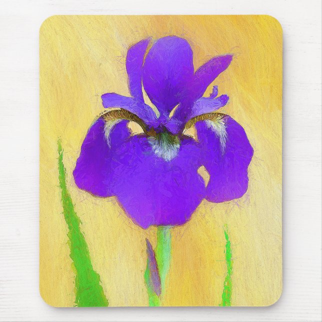 Lila Bearded Iris Painting - Cute Original Hund A Musmatta (Framsidan)