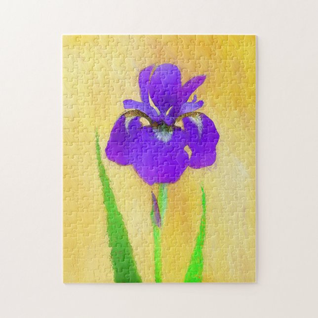Lila Bearded Iris Painting - Cute Original Hund A Pussel (Vertikal)