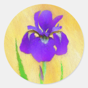 Lila Bearded Iris Painting - Cute Original Hund A Runt Klistermärke