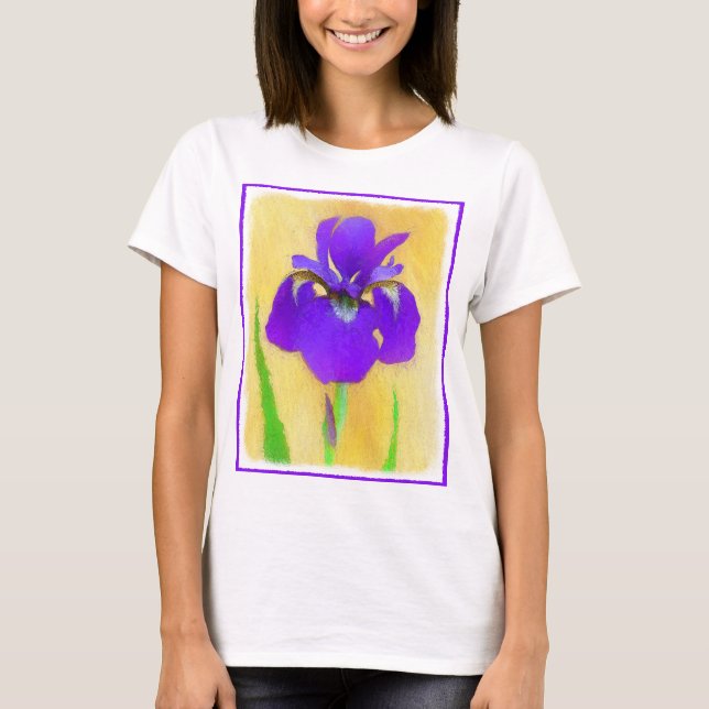 Lila Bearded Iris Painting - Cute Original Hund A T Shirt (Framsida)