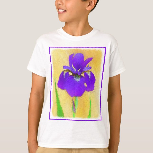 Lila Bearded Iris Painting - Cute Original Hund A T Shirt (Framsida)