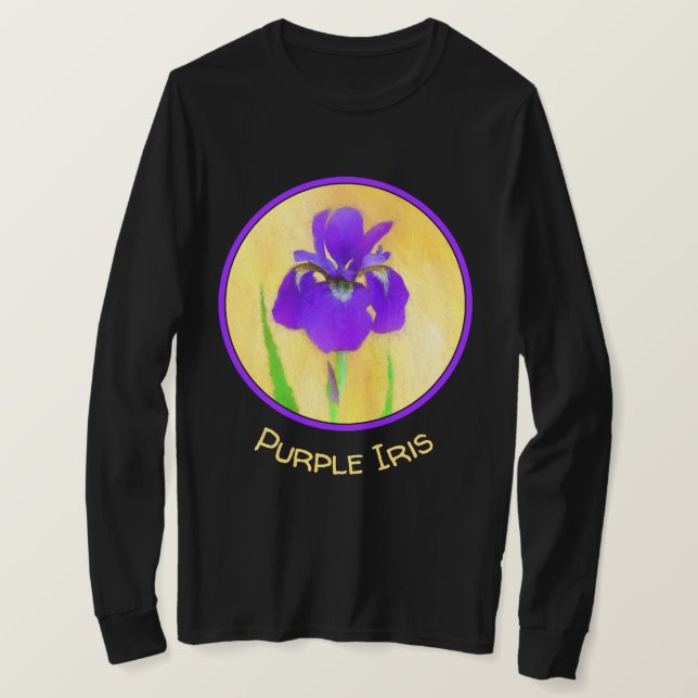 Lila Bearded Iris Painting - Cute Original Hund A T Shirt (Design framsida)