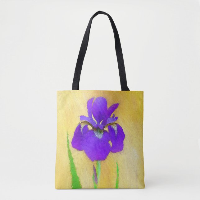 Lila Bearded Iris Painting - Cute Original Hund A Tygkasse (Framsida)
